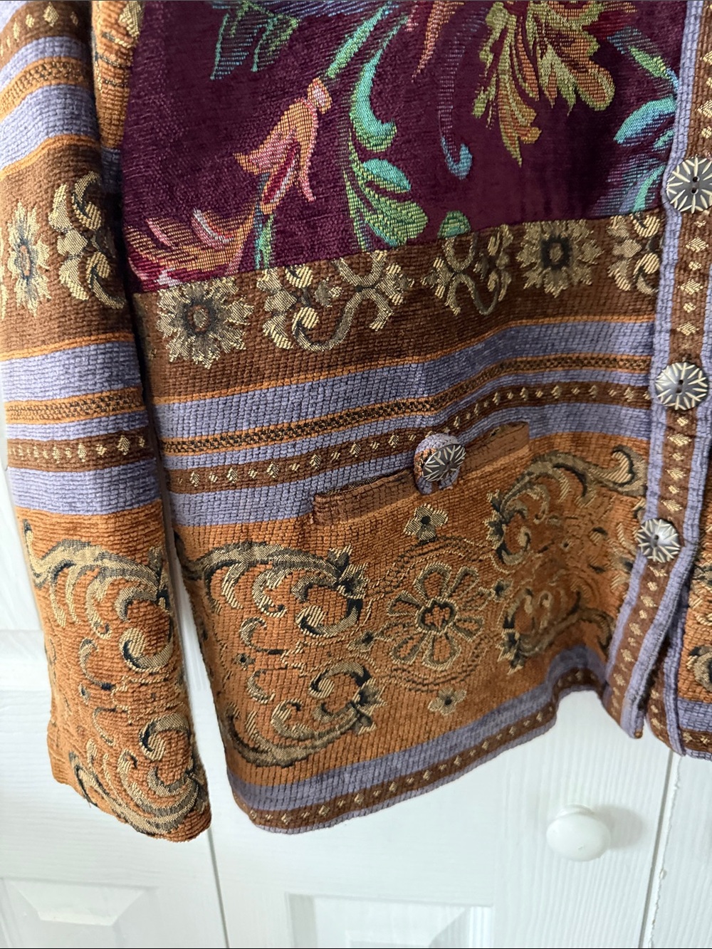 Vintage Sag Harbor Women's Tapestry Floral Jacket Sz 12 - Picture 6 of 8